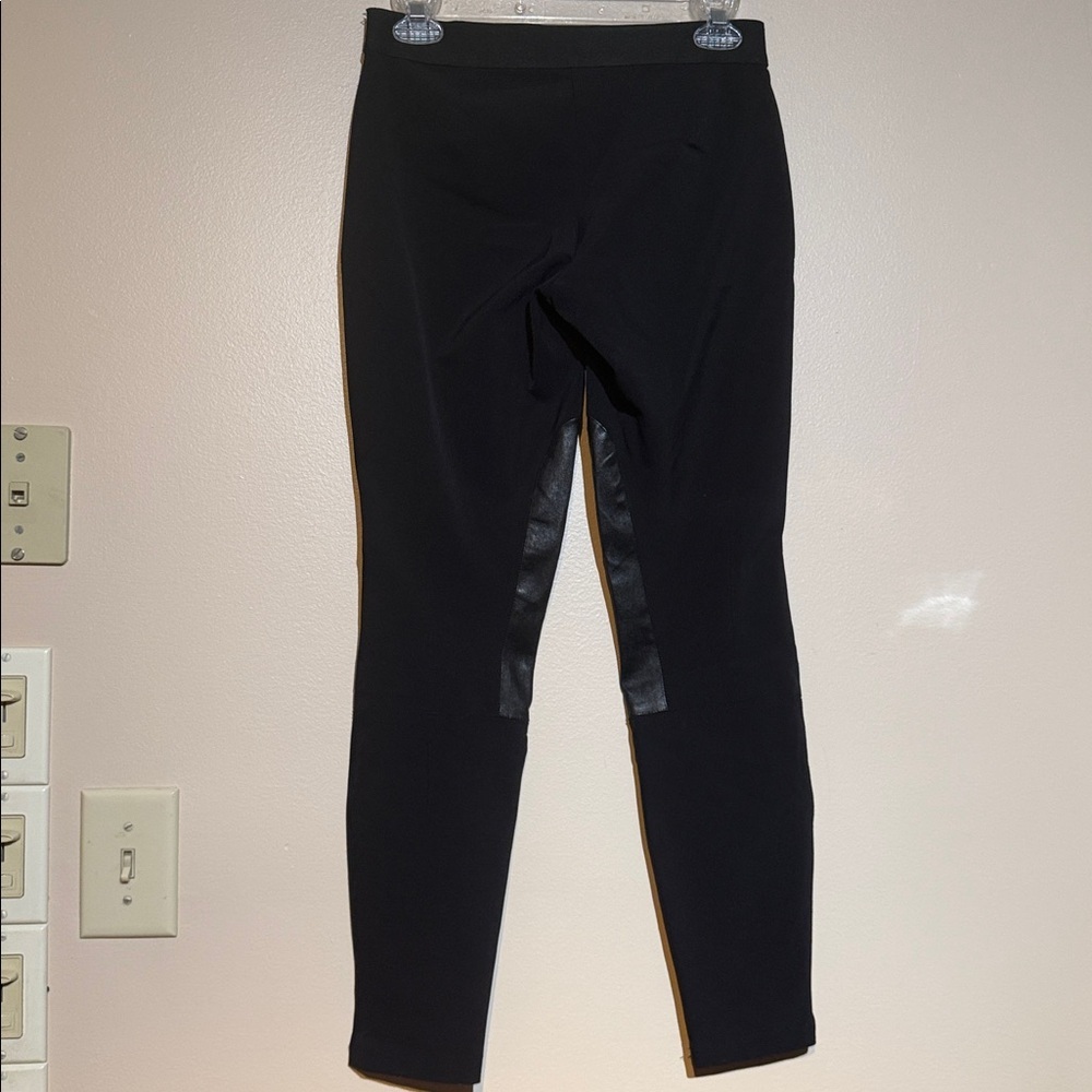 Theory Black Textured Leggings leather partial - Picture 3 of 5